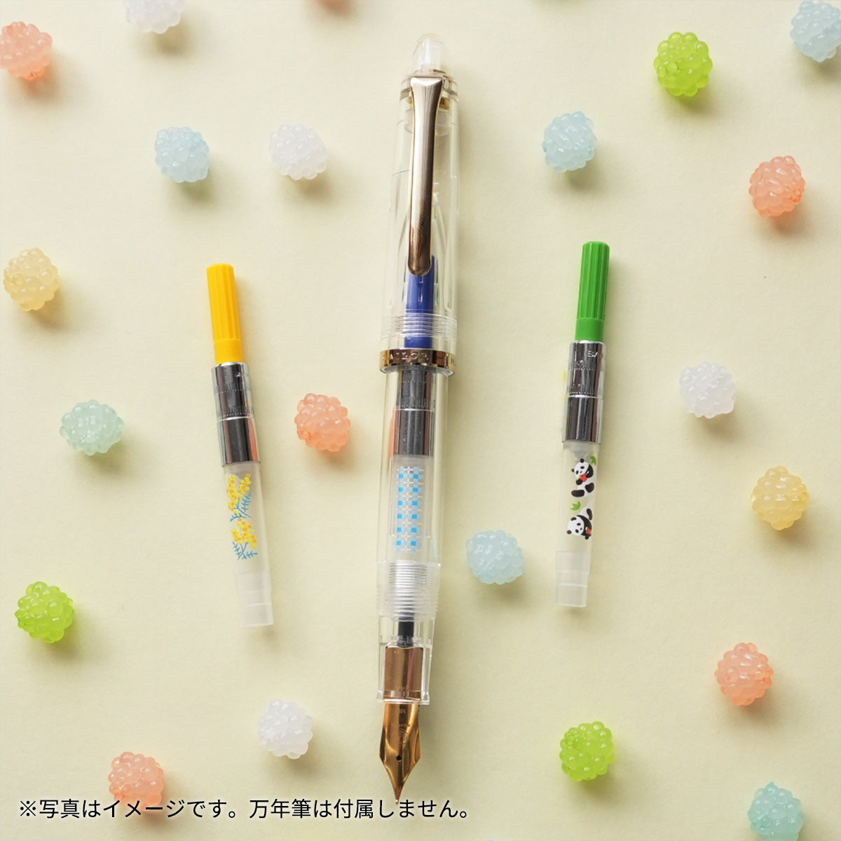 万年筆用インク吸入器コンバーター＜Spring＞パンダ/イエローグリーン